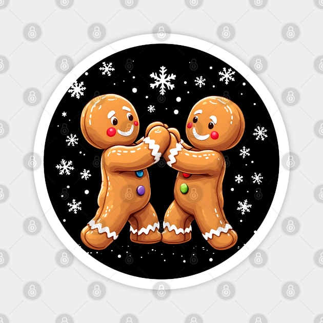 Gingerbread Dance Party Christmas Magnet by MakerMind8.2